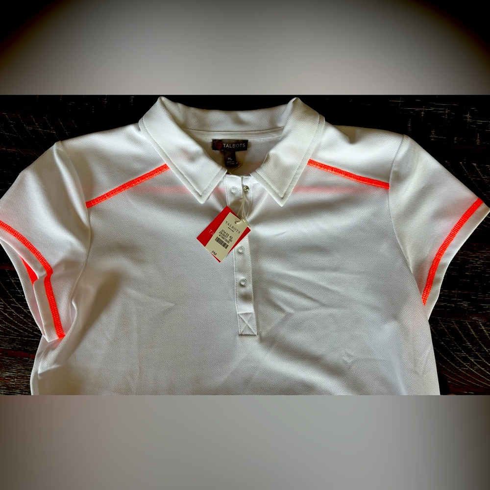 Talbots Womens Size MP Golf Tennis Polo Shirt UPF25 White  Collared